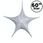 60" Fold Flat Star w/Glitter Mesh Fabric - Silver