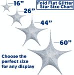 60" Fold Flat Star w/Glitter Mesh Fabric - Silver