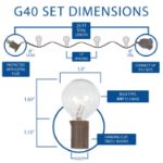 25 G40 Globe String Light Set with Clear Bulbs on Brown Wire