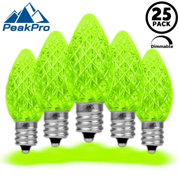 PeakPro Lime Green C7 LED Replacement Bulbs 25 Pack