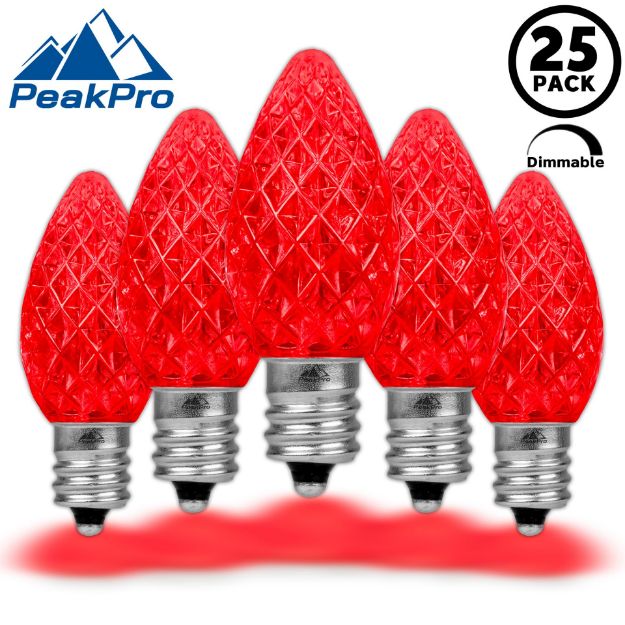 PeakPro Red C7 LED Replacement Bulbs 25 Pack