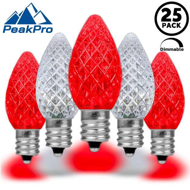 PeakPro Red/Pure White C7 LED Replacement Bulbs 25 Pack