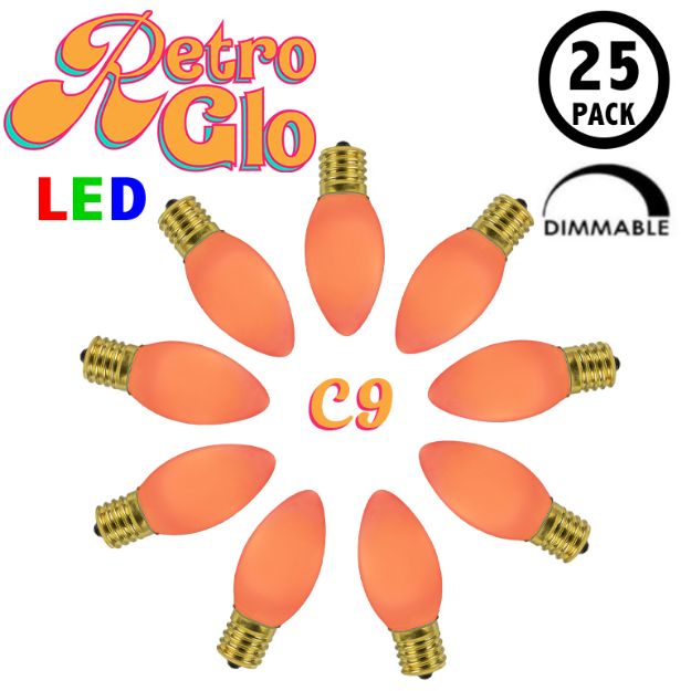C9 RetroGlo® Vintage Orange Ceramic LED Replacement Bulbs - 25 Pack