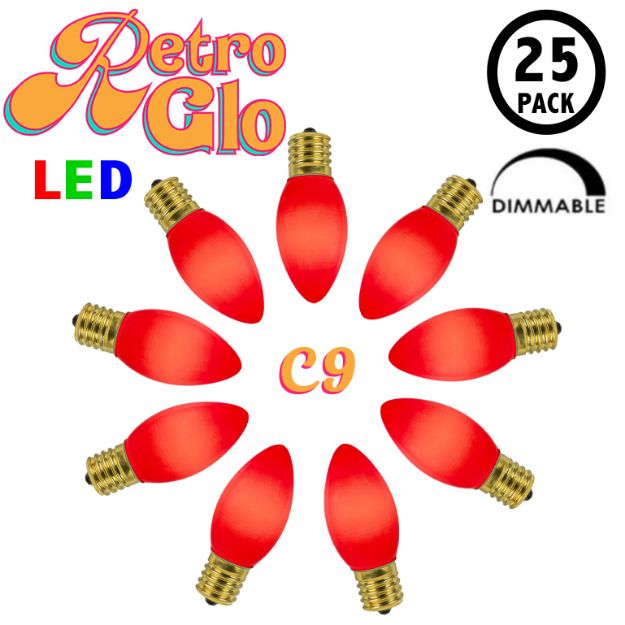 C9 RetroGlo® Vintage Red Ceramic LED Replacement Bulbs - 25 Pack