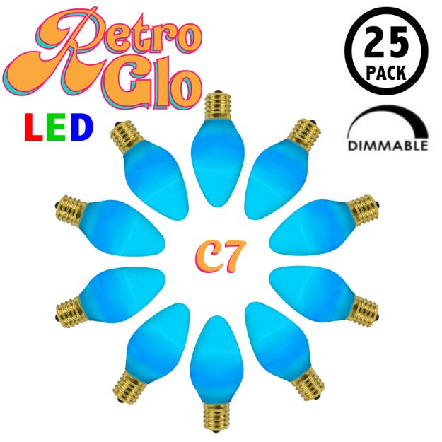 C7 RetroGlo® Vintage Blue Ceramic LED Replacement Bulbs - 25 Pack