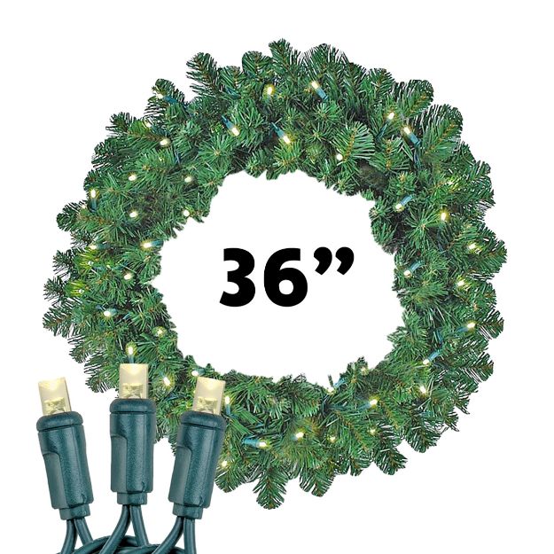 36" Lighted Colorado Pine Wreath