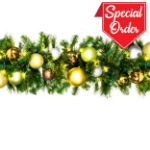 9' Sequoia Garland with Warm White LED Lights and Woodland Themed Ornaments