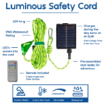 Solar Luminous Safety Cord 23FT - Green