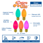 C9 RetroGlo® Vintage Orange Ceramic LED Replacement Bulbs - 25 Pack
