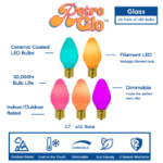 C7 RetroGlo® Vintage Green Ceramic LED Replacement Bulbs - 25 Pack