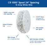 Novelty Lights C9 1000' Spool 24" Spacing 10 Amp White Wire