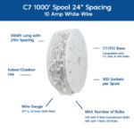 Novelty Lights C7 1000' Spool 24" Spacing 10 Amp White Wire