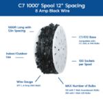 Novelty Lights C7 1000' Spool 12" Spacing 8 Amp Black Wire