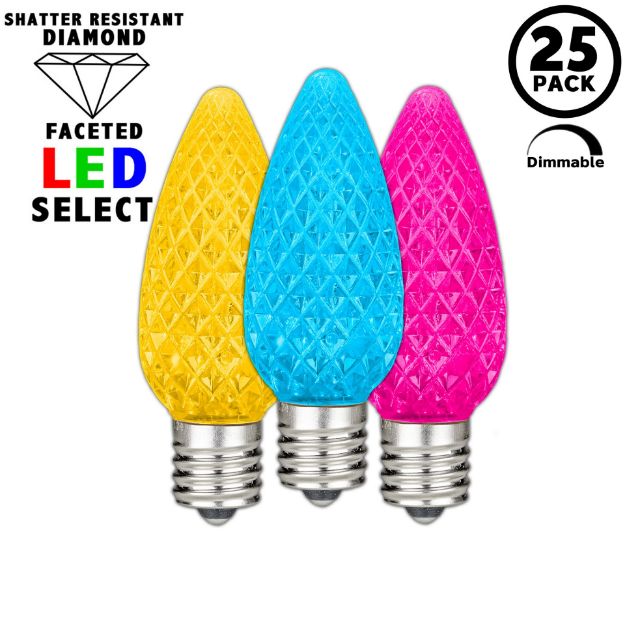 NL Select Yellow/Teal/Pink C9 LED Replacement Bulbs 25 Pack