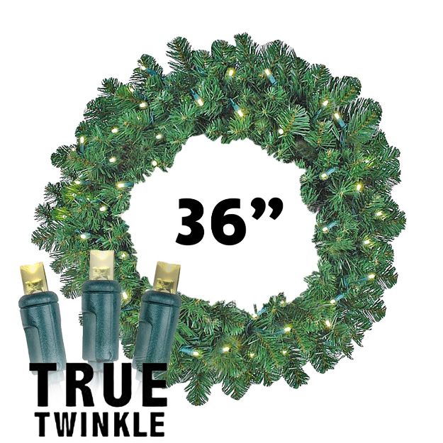 36" Lighted True Twinkle Deluxe Colorado Pine Wreath