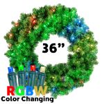 36" Lighted RGBWW Deluxe Colorado Pine Wreath