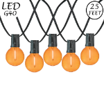 25 LED Filament G40 Globe String Light Set with Transparent Orange Bulbs on Black Wire
