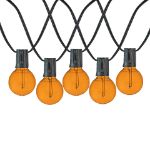 25 LED Filament G40 Globe String Light Set with Transparent Orange Bulbs on Black Wire