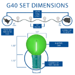 25 LED Filament G40 Globe String Light Set with Transparent Yellow, Purple & Green Bulbs on Green Wire