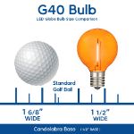 25 LED Filament G40 Globe String Light Set with Transparent Red, Orange & Yellow Bulbs on Brown Wire