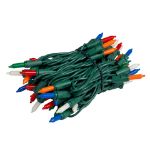 RetroGlo® Multi Color Ceramic Mini Lights 50 Light on Green Wire 11 Feet Long