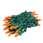 RetroGlo® Orange Ceramic Mini Lights 50 Light on Green Wire 11 Feet Long