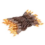 RetroGlo® Orange Mini Lights 50 Light on Brown Wire 11 Feet Long
