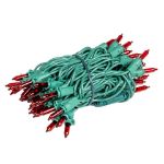 RetroGlo® Red Mini Lights 50 Light on Green Wire 11 Feet Long