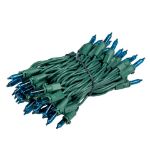 RetroGlo® Teal Mini Lights 50 Light on Green Wire 11 Feet Long
