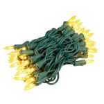RetroGlo® Yellow Mini Lights 50 Light on Green Wire 11 Feet Long