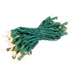 RetroGlo® Clear Mini Lights 50 Light on Green Wire 25 Feet Long