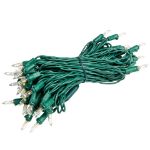 RetroGlo® Clear Mini Lights 50 Light on Green Wire 25 Feet Long