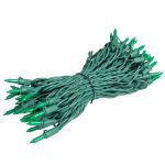 RetroGlo® Green Ceramic Mini Lights 50 Light on Green Wire 25 Feet Long