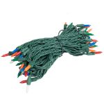 RetroGlo® Multi Color Ceramic Mini Lights 50 Light on Green Wire 25 Feet Long