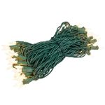 RetroGlo® White Ceramic Mini Lights 50 Light on Green Wire 25 Feet Long