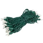 RetroGlo® White Ceramic Mini Lights 50 Light on Green Wire 25 Feet Long