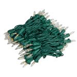 RetroGlo® Clear Mini Lights 100 Light on Green Wire 22 Feet Long