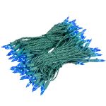 RetroGlo® Blue Mini Lights 100 Light on Green Wire 50 Feet Long