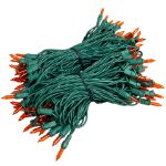 RetroGlo® Orange Mini Lights 100 Light on Green Wire 50 Feet Long