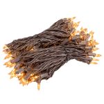 RetroGlo® Orange Mini Lights 100 Light on Brown Wire 50 Feet Long