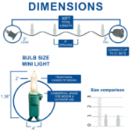 RetroGlo® Blue Mini Lights 100 Light on Green Wire 50 Feet Long