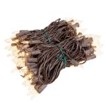 RetroGlo® Clear Mini Lights 100 Light on Brown Wire 34 Feet Long