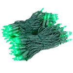 RetroGlo® Green Ceramic Mini Lights 100 Light on Green Wire 34 Feet Long