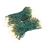 RetroGlo® White Ceramic Mini Lights 100 Light on Green Wire 34 Feet Long