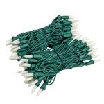 RetroGlo® White Ceramic Mini Lights 100 Light on Green Wire 34 Feet Long