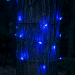 RetroGlo® Blue Ceramic Mini Lights 50 Light on Green Wire 11 Feet Long