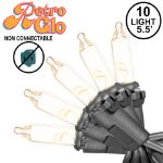RetroGlo® Non-Connectable Clear Mini Lights 10 Light on Black Wire 5.5 Feet Long