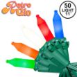 RetroGlo® Multi Color Ceramic Mini Lights 50 Light on Green Wire 11 Feet Long