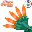 RetroGlo® Orange Ceramic Mini Lights 50 Light on Green Wire 11 Feet Long