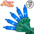 RetroGlo® Blue Mini Lights 100 Light on Green Wire 50 Feet Long